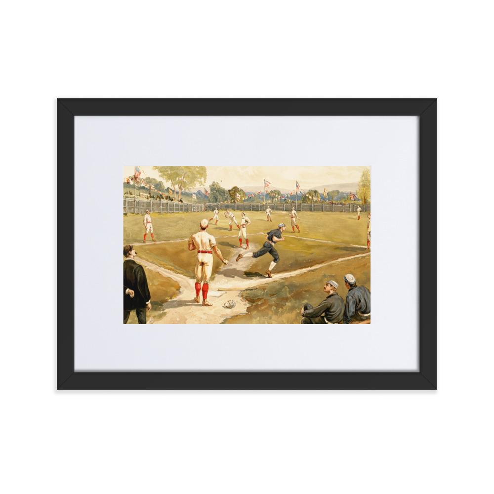 Baseball des 19. Jahrhunderts - Poster im Rahmen mit Passepartout schwarz / 30×40 cm artlia