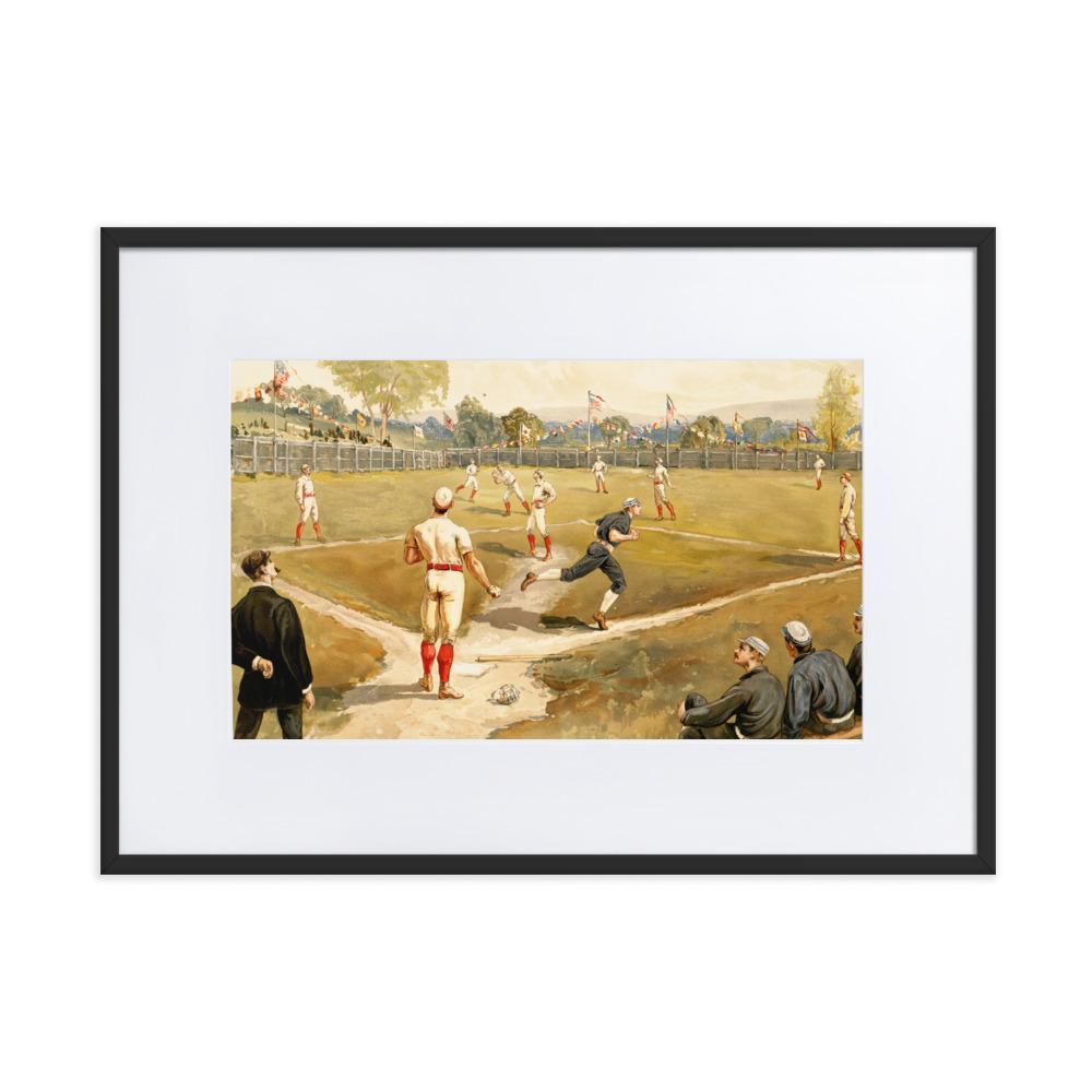 Baseball des 19. Jahrhunderts - Poster im Rahmen mit Passepartout schwarz / 50×70 cm artlia