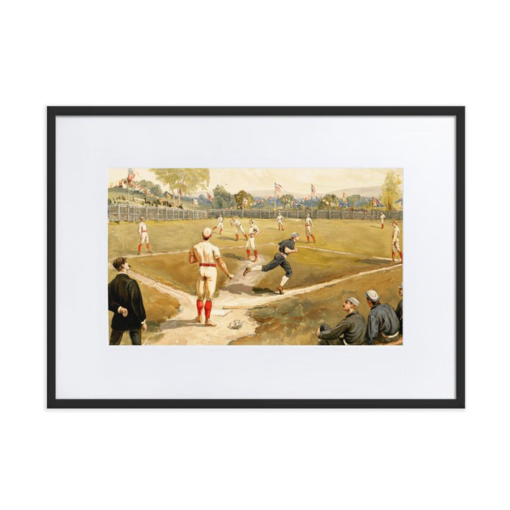 Baseball des 19. Jahrhunderts - Poster im Rahmen mit Passepartout schwarz / 50×70 cm artlia