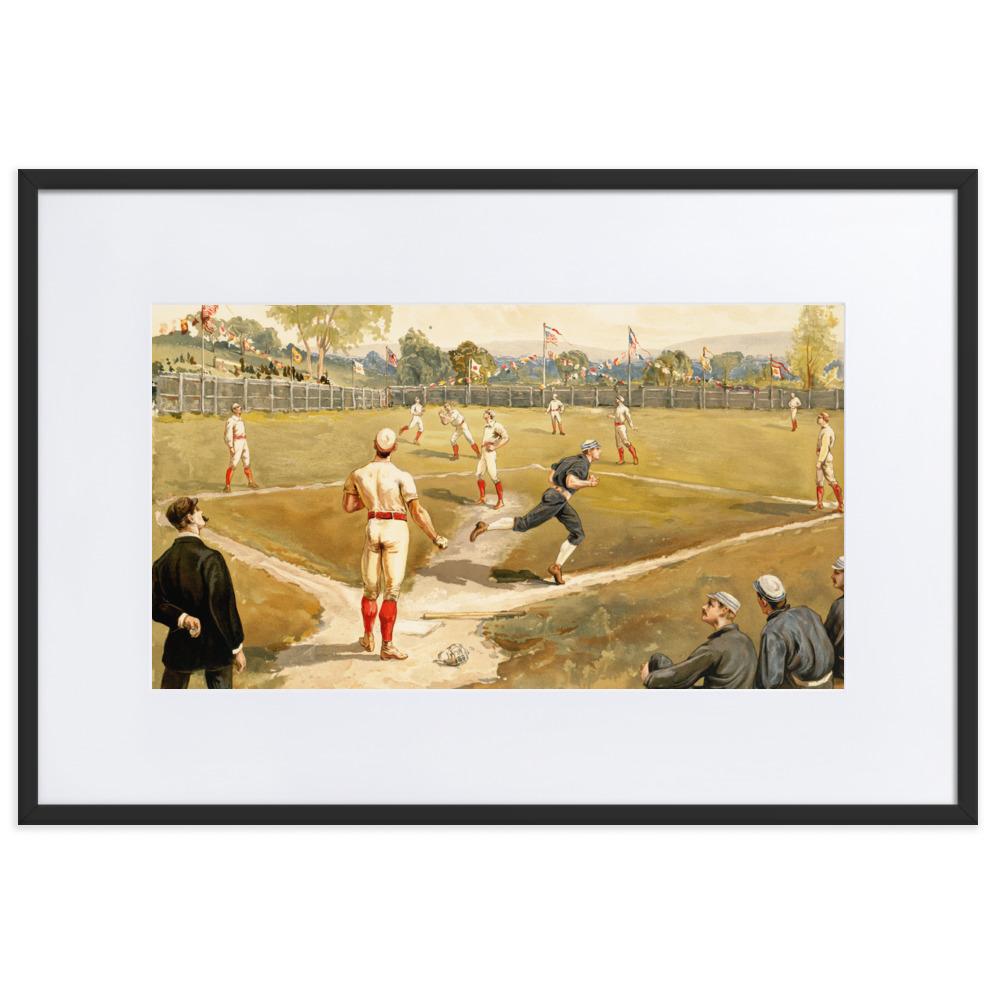 Baseball des 19. Jahrhunderts - Poster im Rahmen mit Passepartout schwarz / 61×91 cm artlia