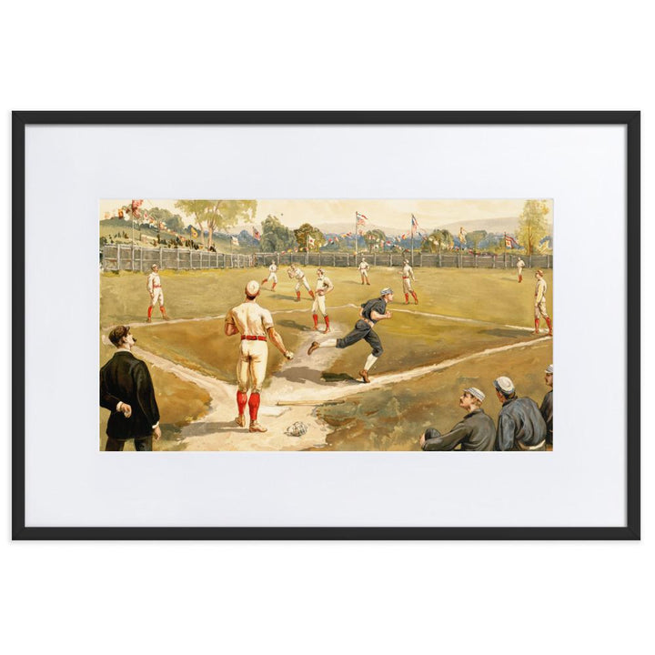 Baseball des 19. Jahrhunderts - Poster im Rahmen mit Passepartout schwarz / 61×91 cm artlia