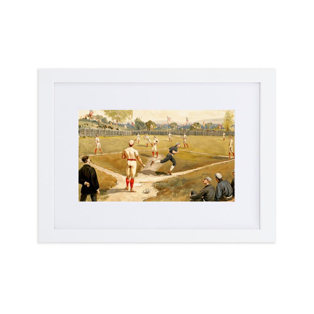 Baseball des 19. Jahrhunderts - Poster im Rahmen mit Passepartout weiß / 21×30 cm artlia