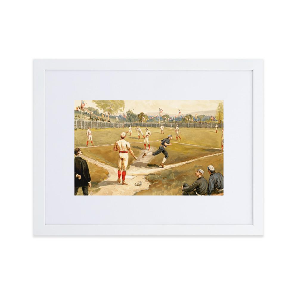 Baseball des 19. Jahrhunderts - Poster im Rahmen mit Passepartout weiß / 30×40 cm artlia