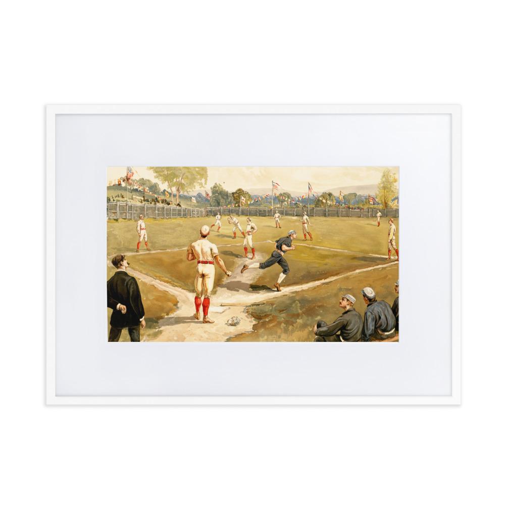 Baseball des 19. Jahrhunderts - Poster im Rahmen mit Passepartout weiß / 50×70 cm artlia