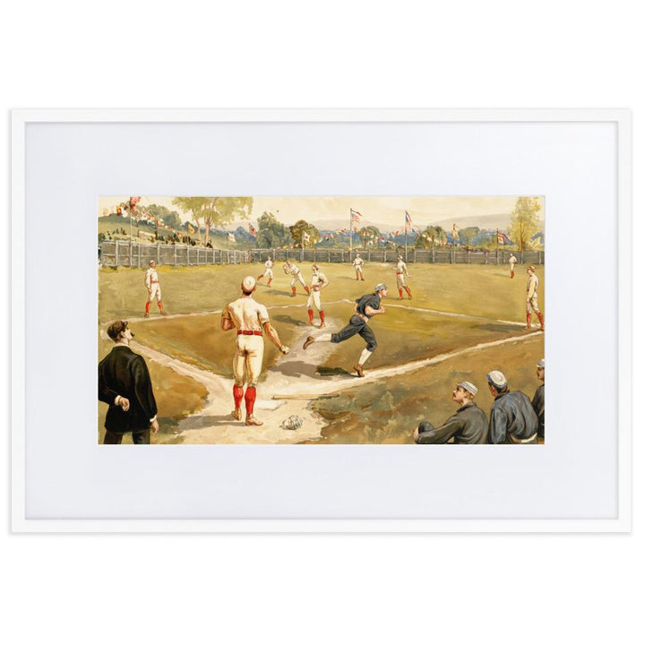 Baseball des 19. Jahrhunderts - Poster im Rahmen mit Passepartout weiß / 61×91 cm artlia