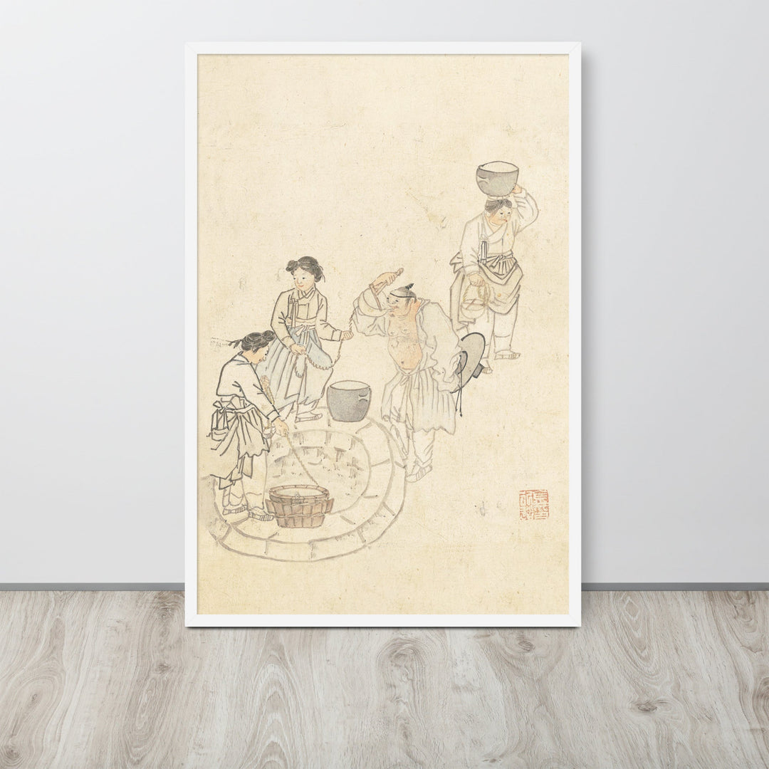 bei der Quelle, Umulga, Kim Hong-do - Poster im Rahmen artlia