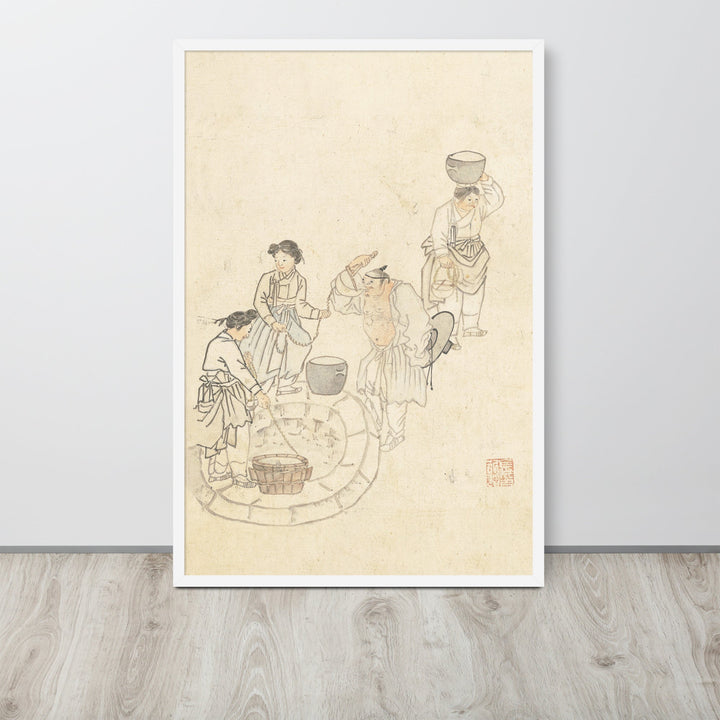 bei der Quelle, Umulga, Kim Hong-do - Poster im Rahmen artlia