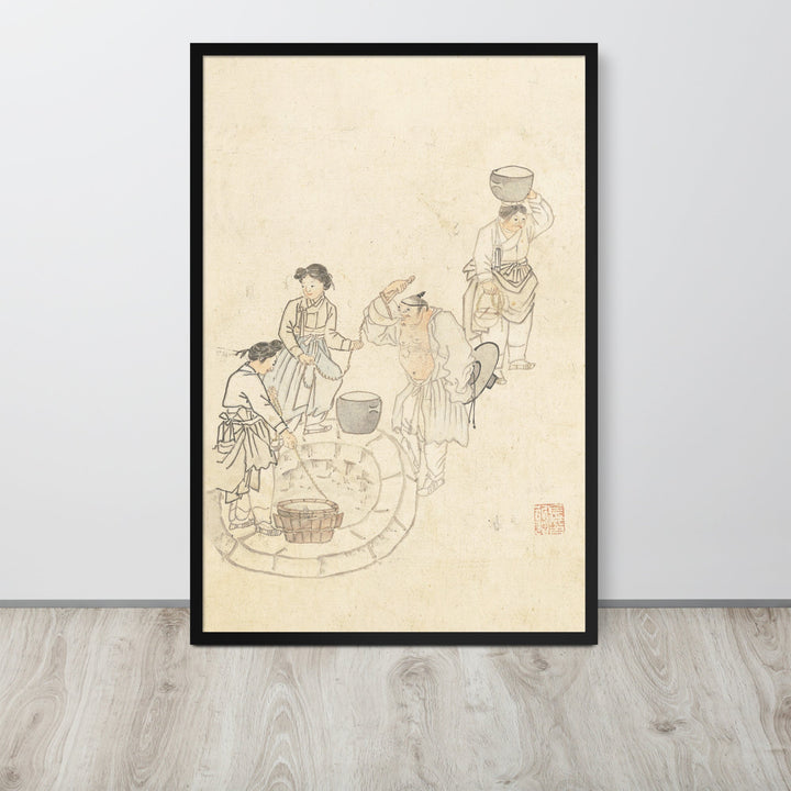 bei der Quelle, Umulga, Kim Hong-do - Poster im Rahmen artlia