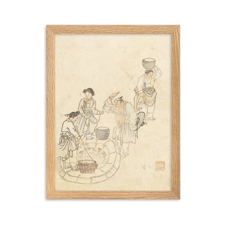 bei der Quelle, Umulga, Kim Hong-do - Poster im Rahmen Oak / 30×40 cm artlia