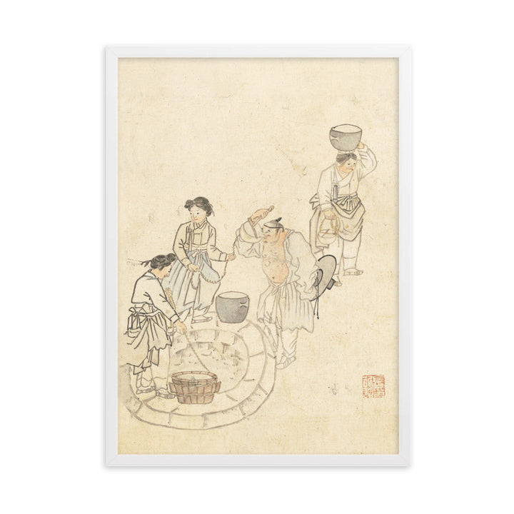 bei der Quelle, Umulga, Kim Hong-do - Poster im Rahmen Weiß / 50×70 cm artlia