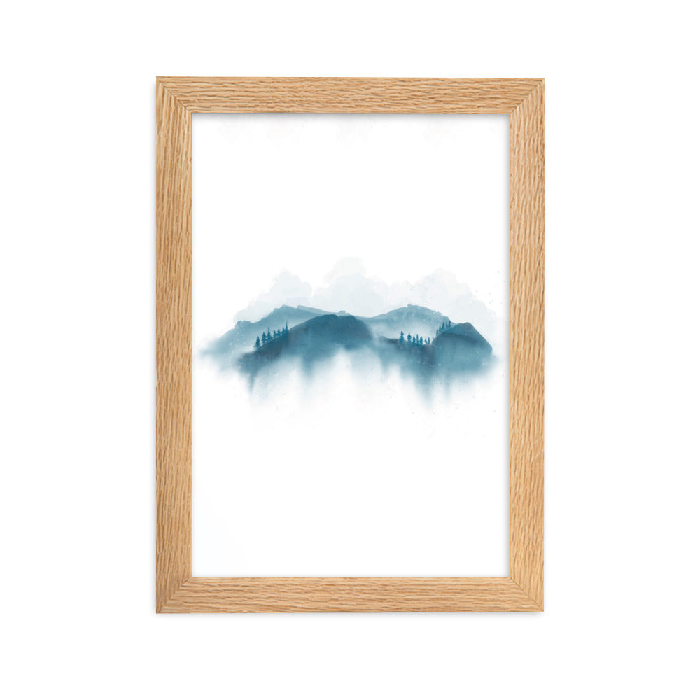 blaue Berge - Poster im Rahmen Oak / 21×30 cm artlia