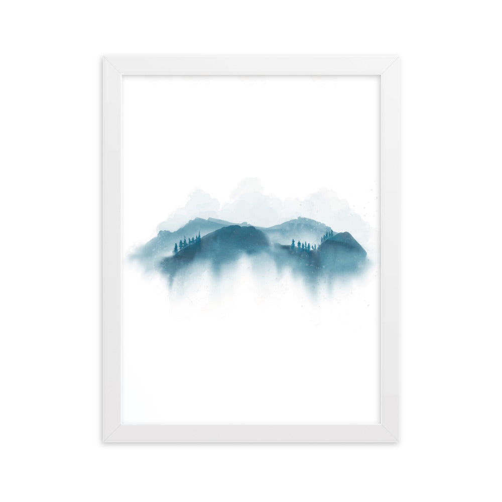 blaue Berge - Poster im Rahmen Weiß / 30×40 cm artlia