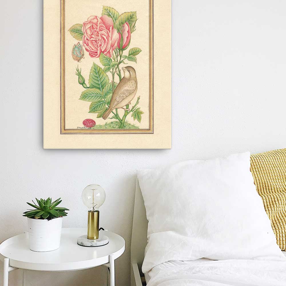 Blumen und der Vogel - Leinwand artlia