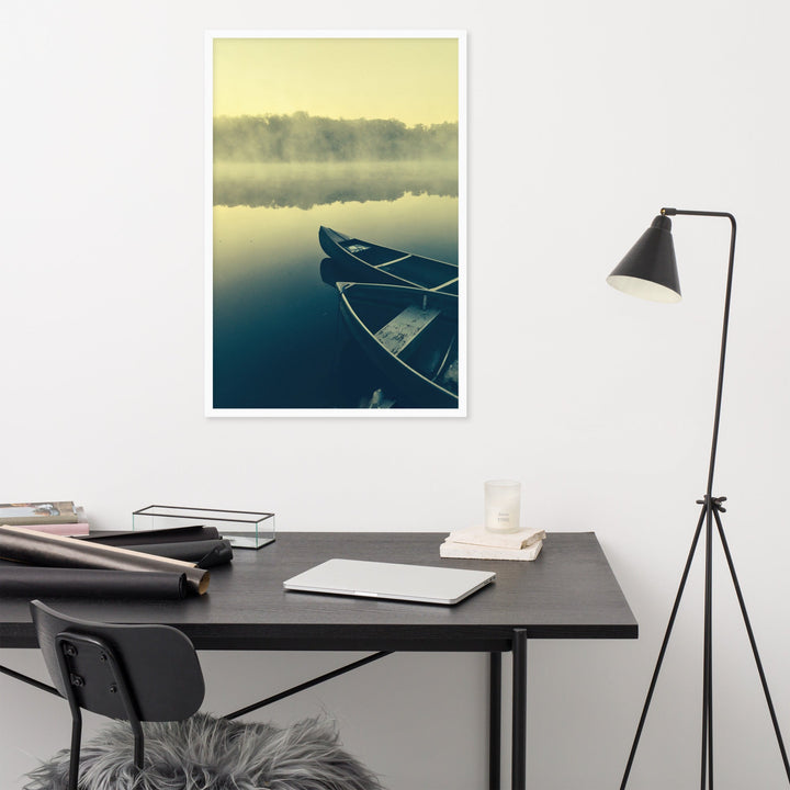 Boats in Fog - Poster im Rahmen artlia
