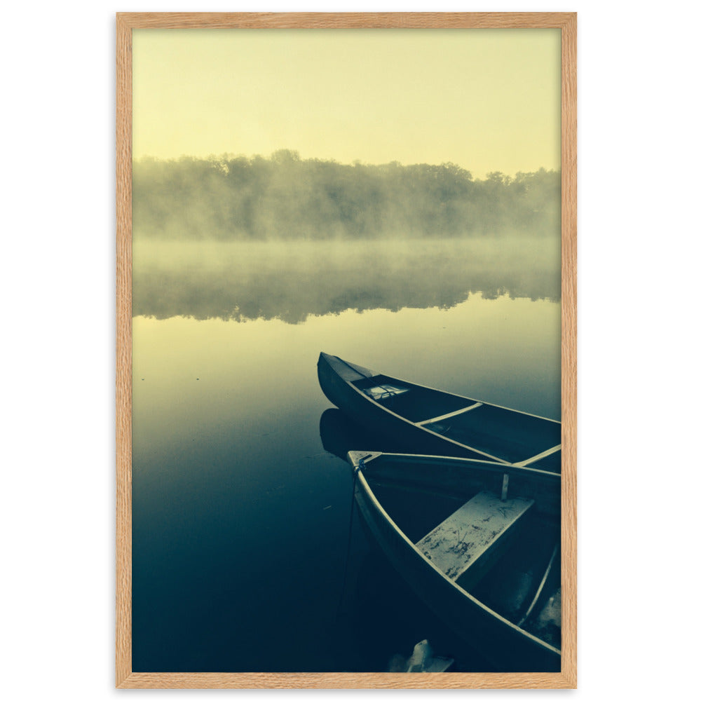 Boats in Fog - Poster im Rahmen Oak / 61×91 cm artlia