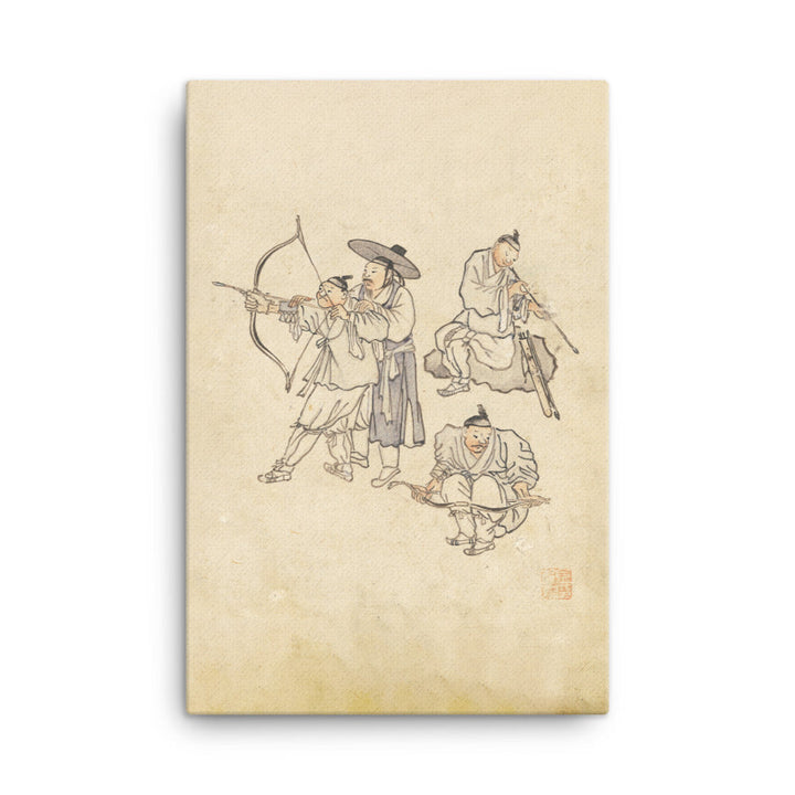 Bogenschiessen, Kim Hong-do - Leinwand 61x91 cm artlia