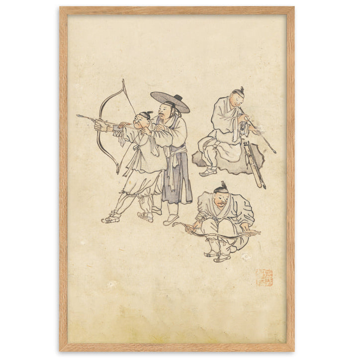Bogenschiessen, Kim Hong-do - Poster im Rahmen Oak / 61×91 cm artlia