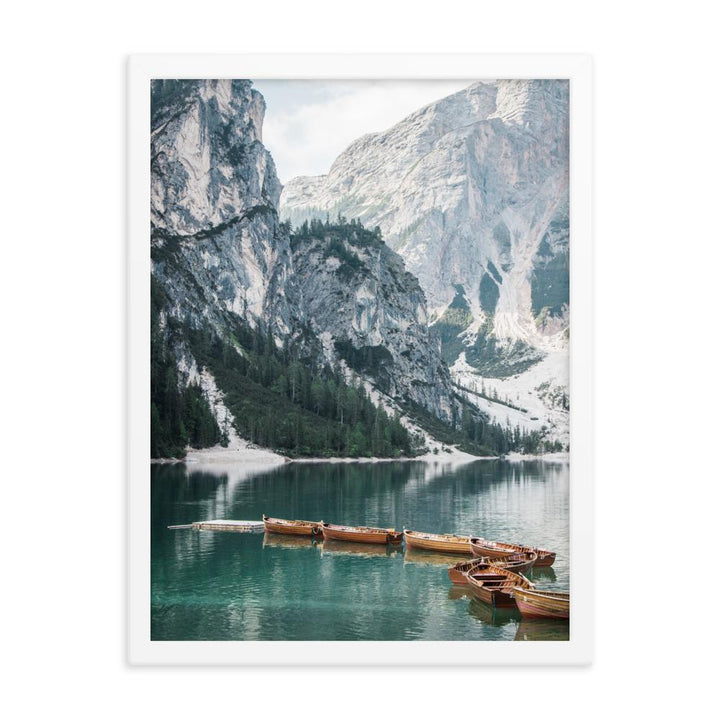 Braies lake 2 - Poster im Rahmen weiß / 30x41 cm artlia