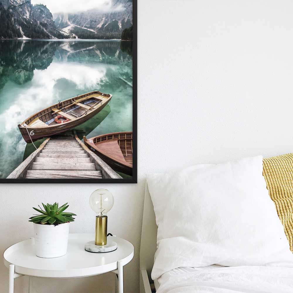 Braies lake - Poster im Rahmen artlia