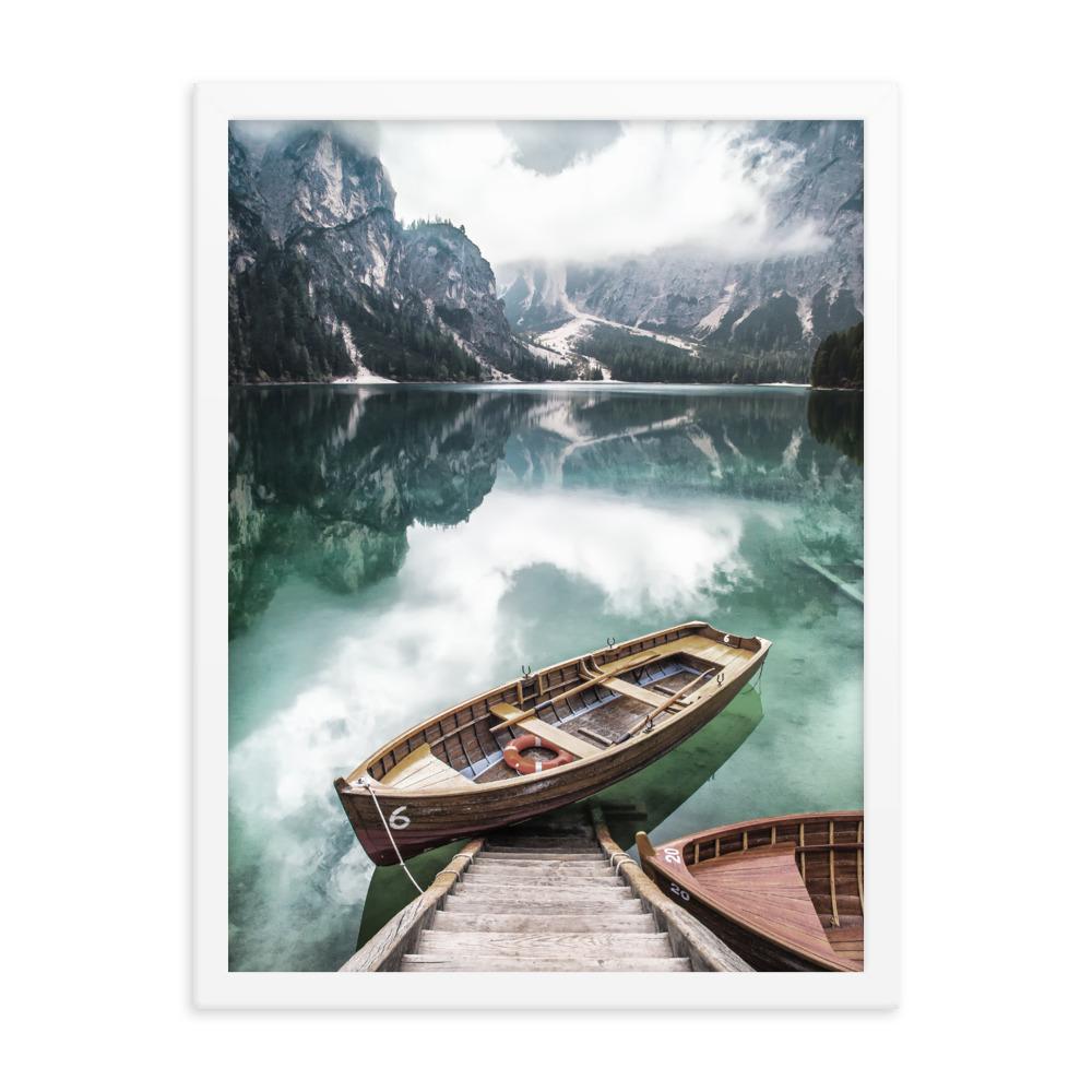 Braies lake - Poster im Rahmen weiß / 30x41 cm artlia