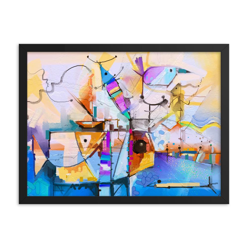 Poster im Rahmen - Bunte Fantasie schwarz / 30x41 cm artlia