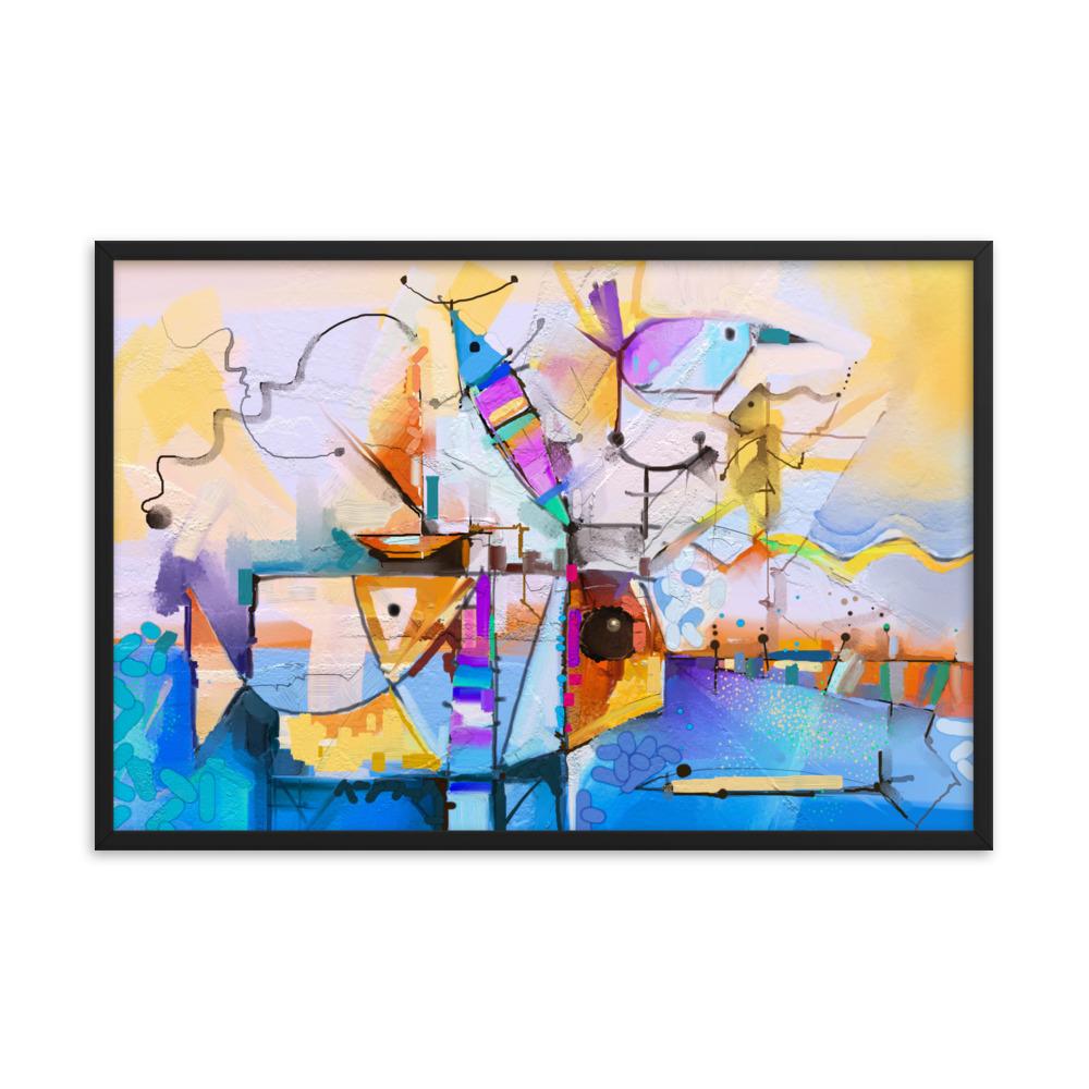 Poster im Rahmen - Bunte Fantasie schwarz / 61x91 cm artlia