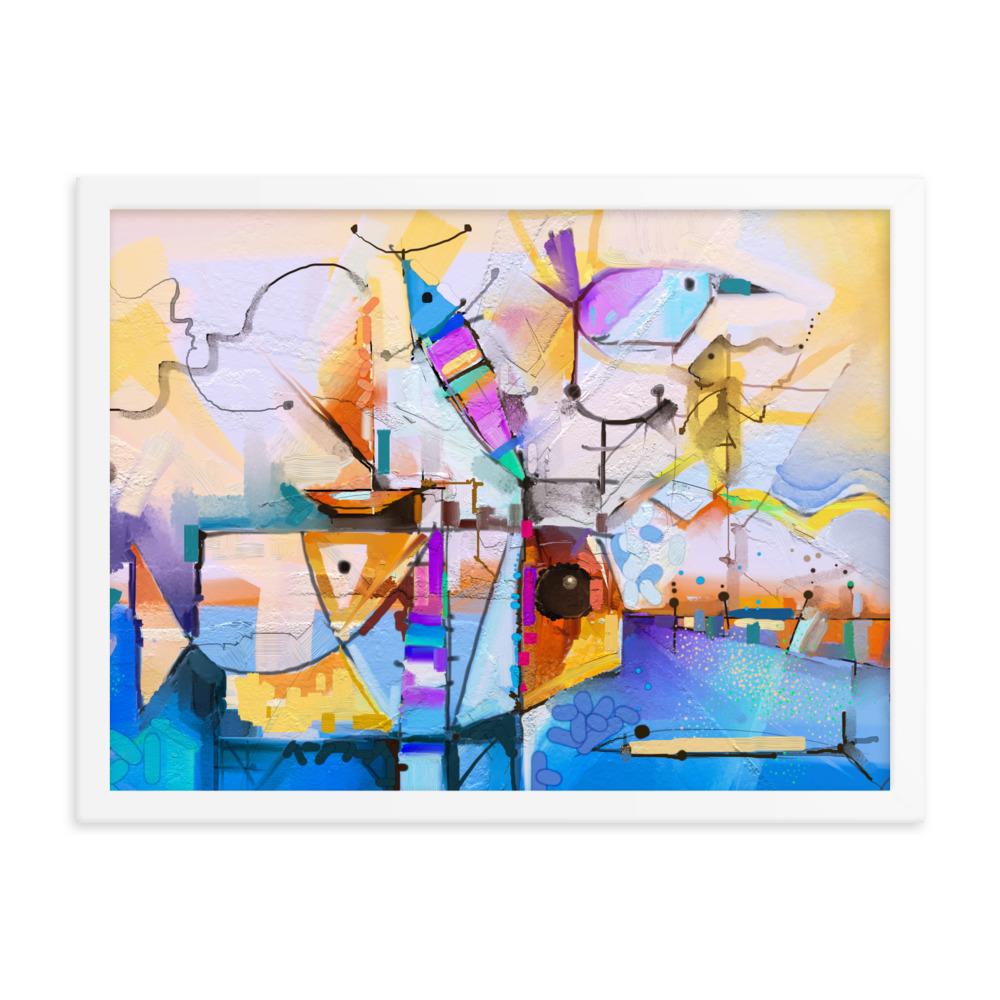 Poster im Rahmen - Bunte Fantasie weiß / 30x41 cm artlia