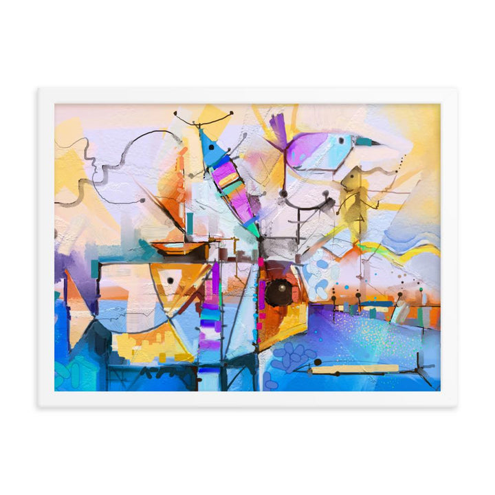 Poster im Rahmen - Bunte Fantasie weiß / 30x41 cm artlia