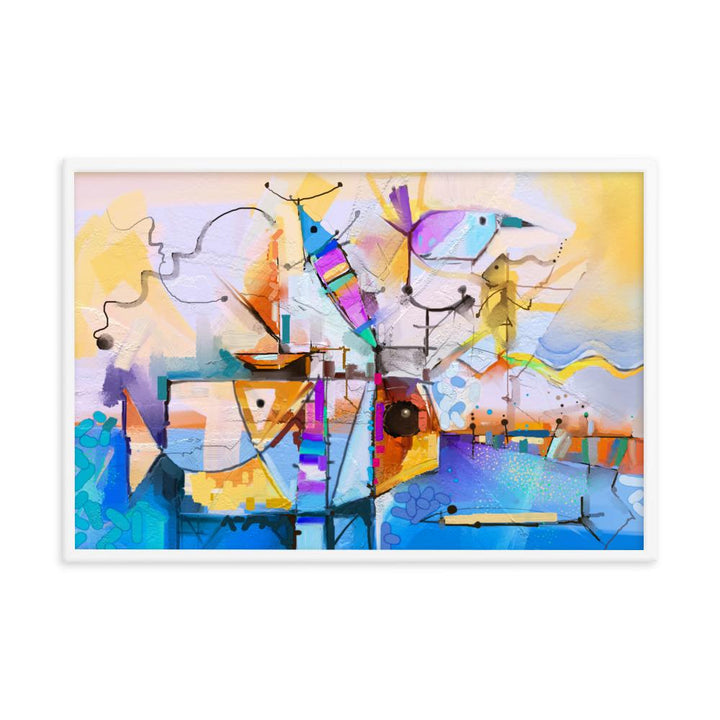 Poster im Rahmen - Bunte Fantasie weiß / 61x91 cm artlia