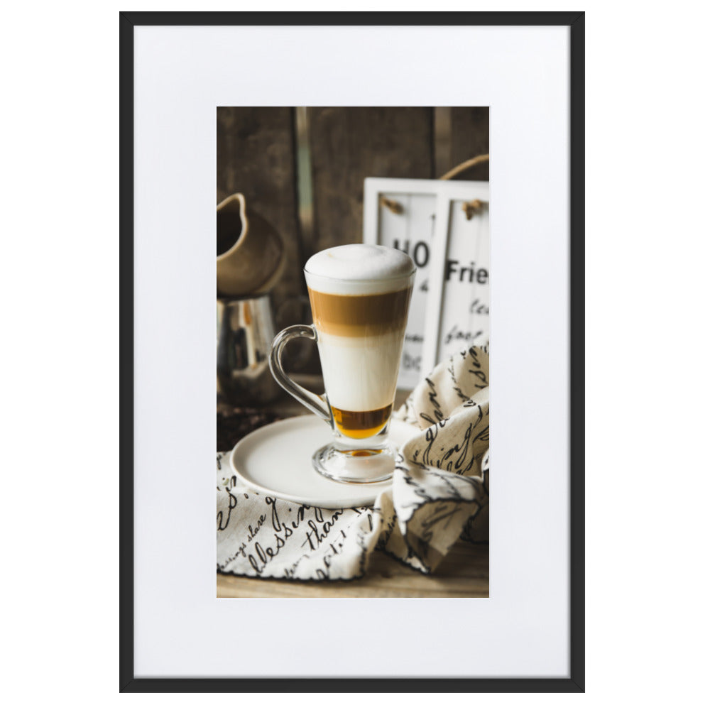 Café in Berlin - Poster im Rahmen mit Passepartout Schwarz / 61×91 cm artlia