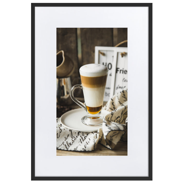 Café in Berlin - Poster im Rahmen mit Passepartout Schwarz / 61×91 cm artlia