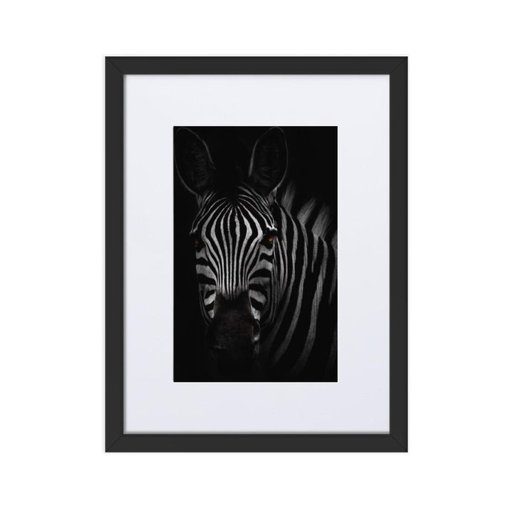 das Starren des Zebras - Poster im Rahmen mit Passepartout schwarz / 30×40 cm artlia