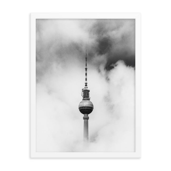 Der Berliner Fernsehturm - Poster im Rahmen weiß / 30x41 cm artlia