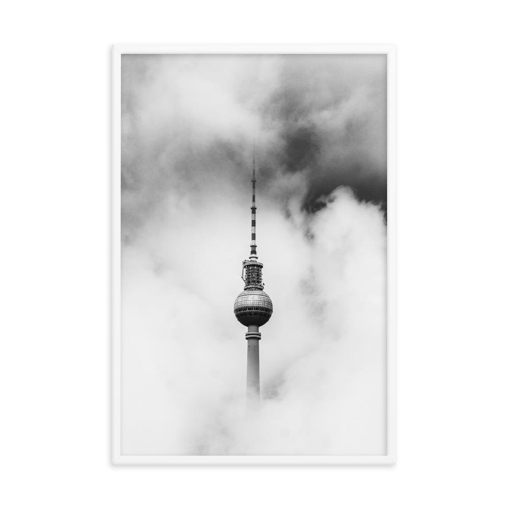 Der Berliner Fernsehturm - Poster im Rahmen weiß / 61x91 cm artlia