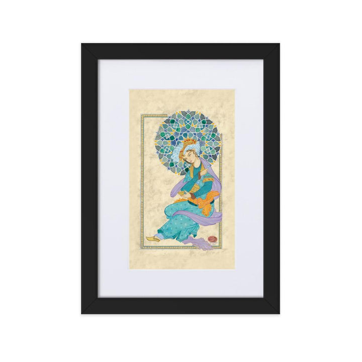 Der persische Mann - Poster im Rahmen mit Passepartout Schwarz / 21×30 cm artlia