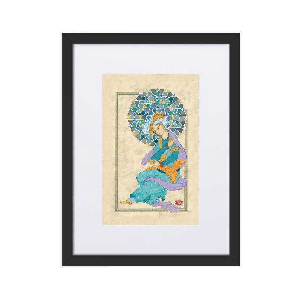 Der persische Mann - Poster im Rahmen mit Passepartout Schwarz / 30×40 cm artlia