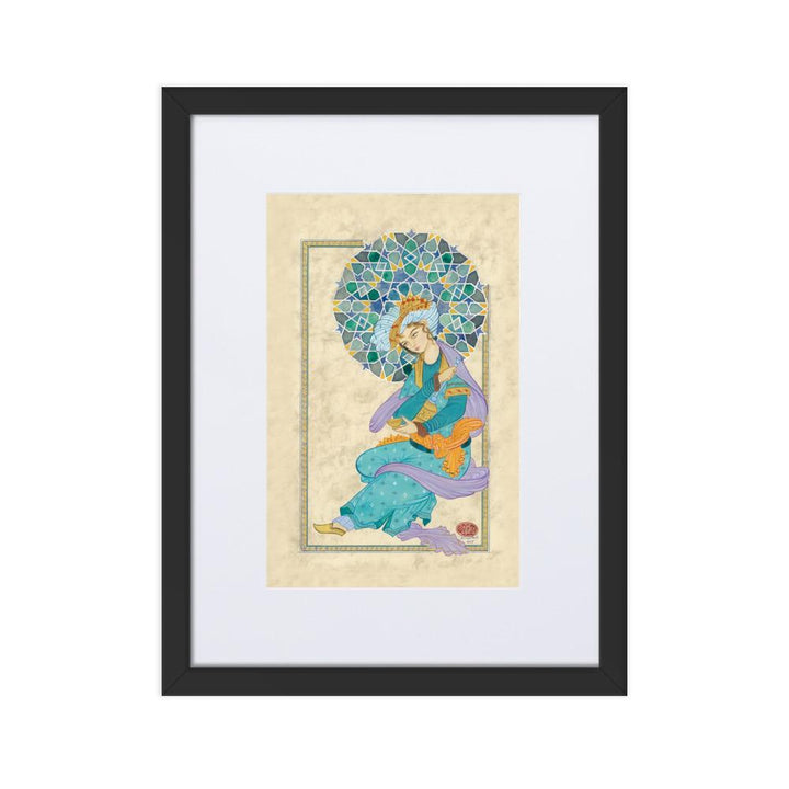 Der persische Mann - Poster im Rahmen mit Passepartout Schwarz / 30×40 cm artlia