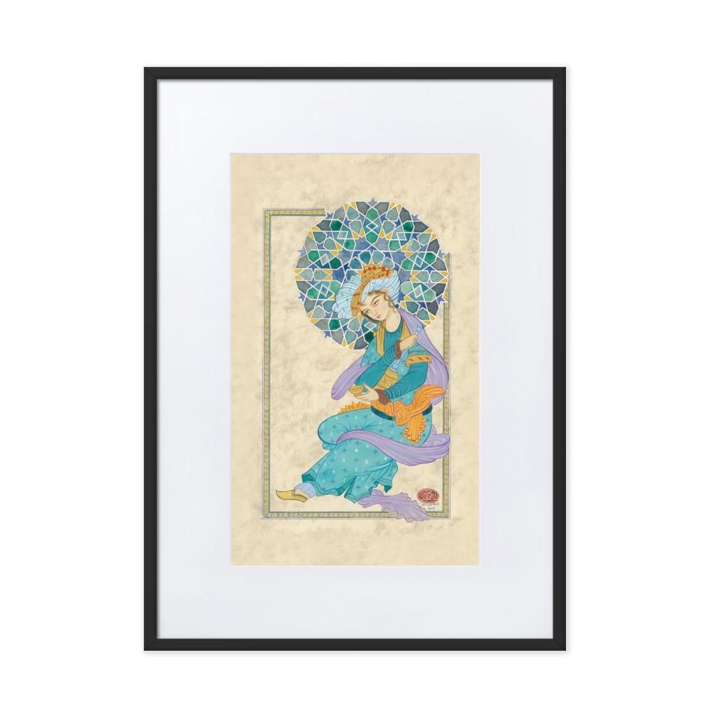 Der persische Mann - Poster im Rahmen mit Passepartout Schwarz / 50×70 cm artlia