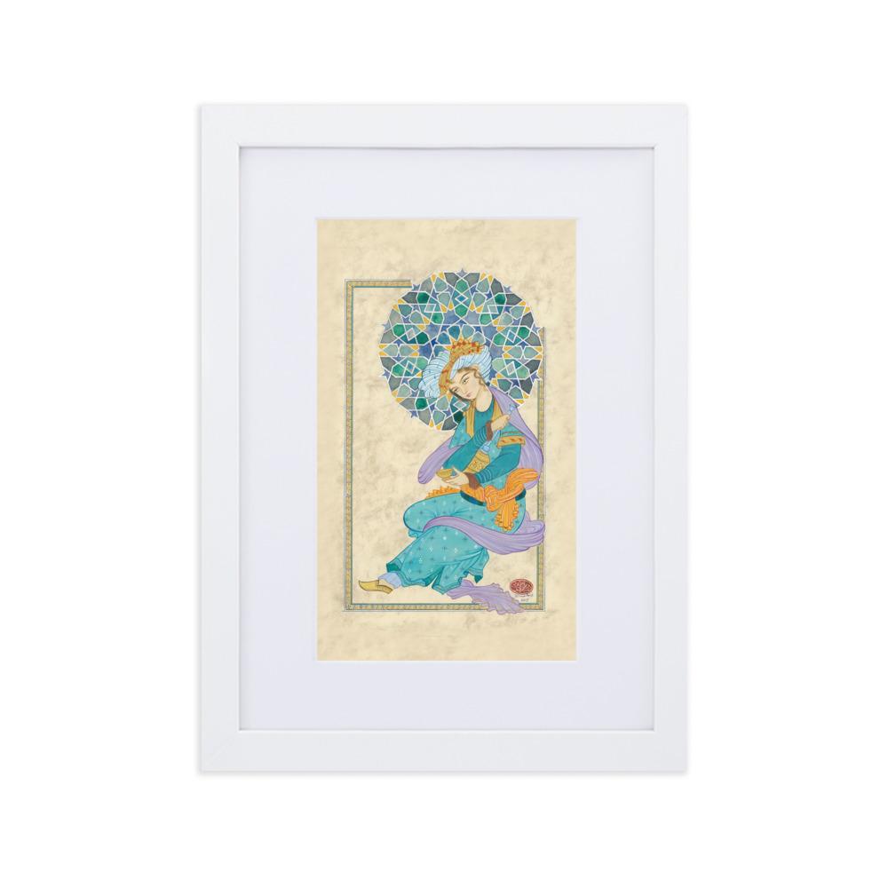 Der persische Mann - Poster im Rahmen mit Passepartout Weiß / 21×30 cm artlia