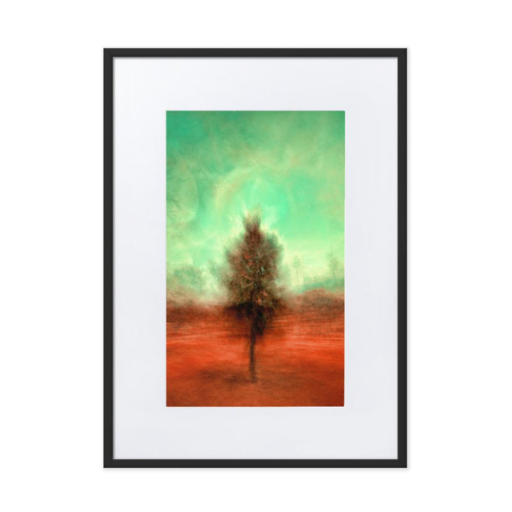 Der schlafende Baum - Poster im Rahmen mit Passepartout schwarz / 50×70 cm artlia