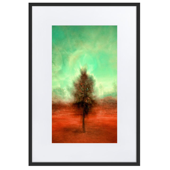 Der schlafende Baum - Poster im Rahmen mit Passepartout schwarz / 61×91 cm artlia