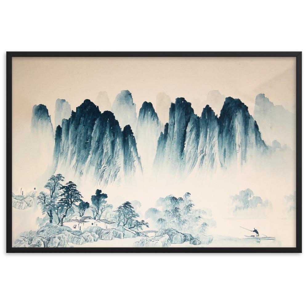 Die Berge Asiens - Poster im Rahmen Schwarz / 61×91 cm artlia