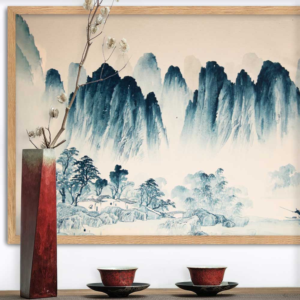 Die Berge Asiens - Poster im Rahmen artlia