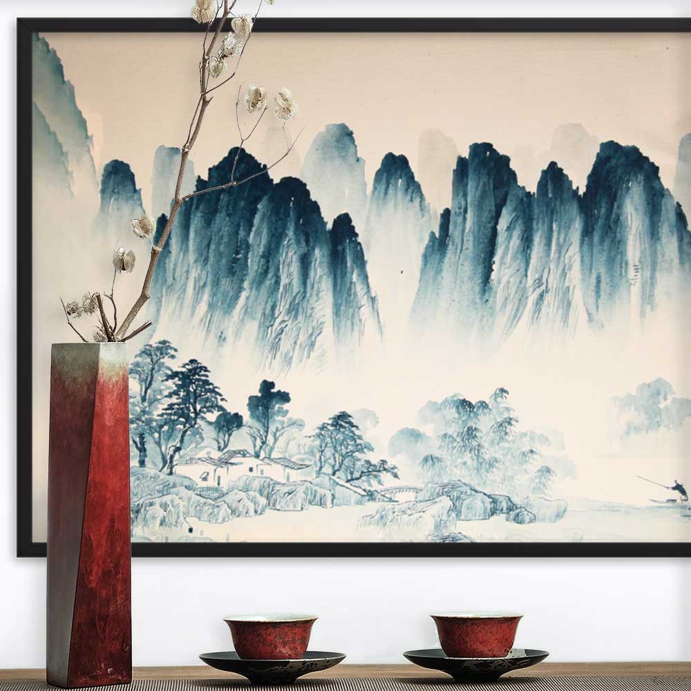 Die Berge Asiens - Poster im Rahmen artlia