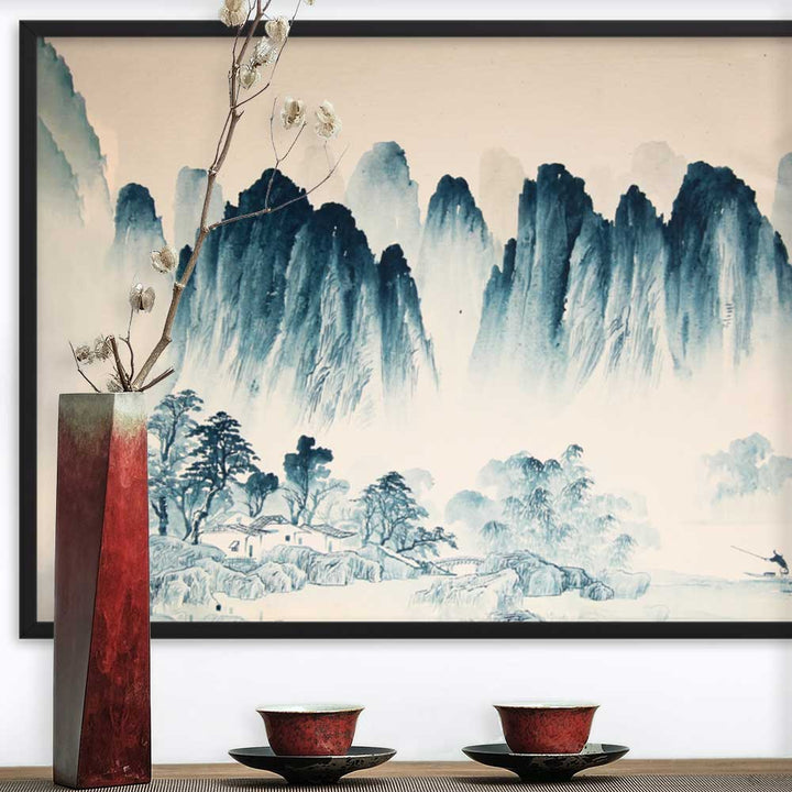Die Berge Asiens - Poster im Rahmen artlia