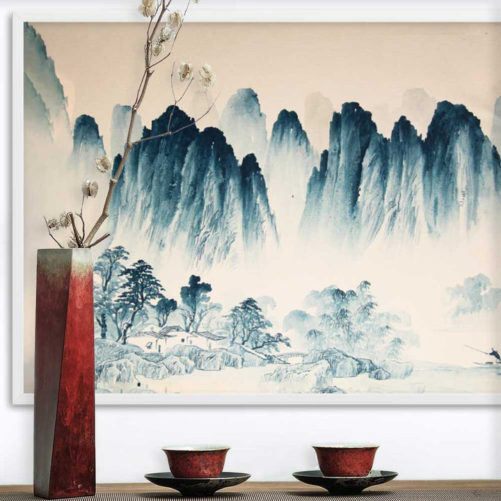 Die Berge Asiens - Poster im Rahmen artlia