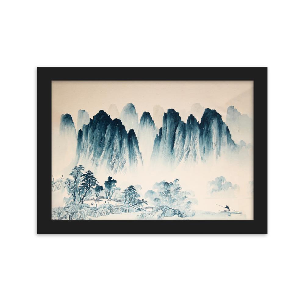 Die Berge Asiens - Poster im Rahmen Schwarz / 21×30 cm artlia