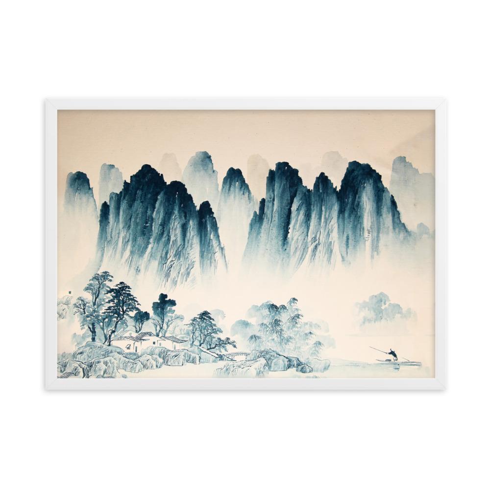 Die Berge Asiens - Poster im Rahmen Weiß / 50×70 cm artlia