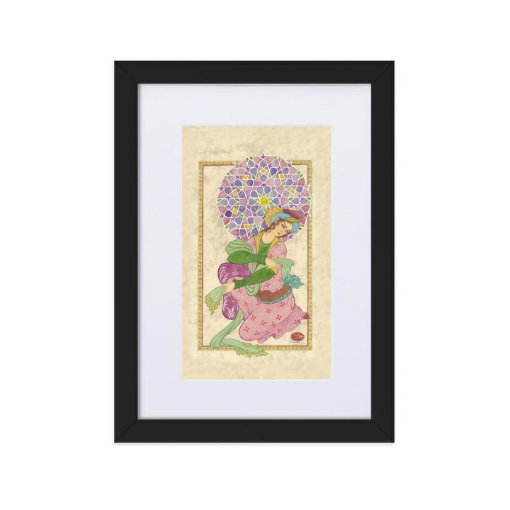 Die persische Dame - Poster im Rahmen mit Passepartout Schwarz / 21×30 cm artlia