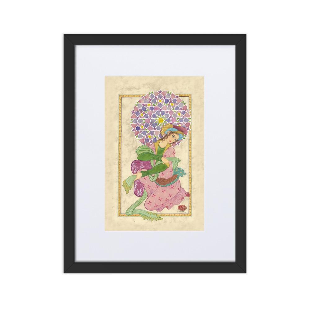 Die persische Dame - Poster im Rahmen mit Passepartout Schwarz / 30×40 cm artlia